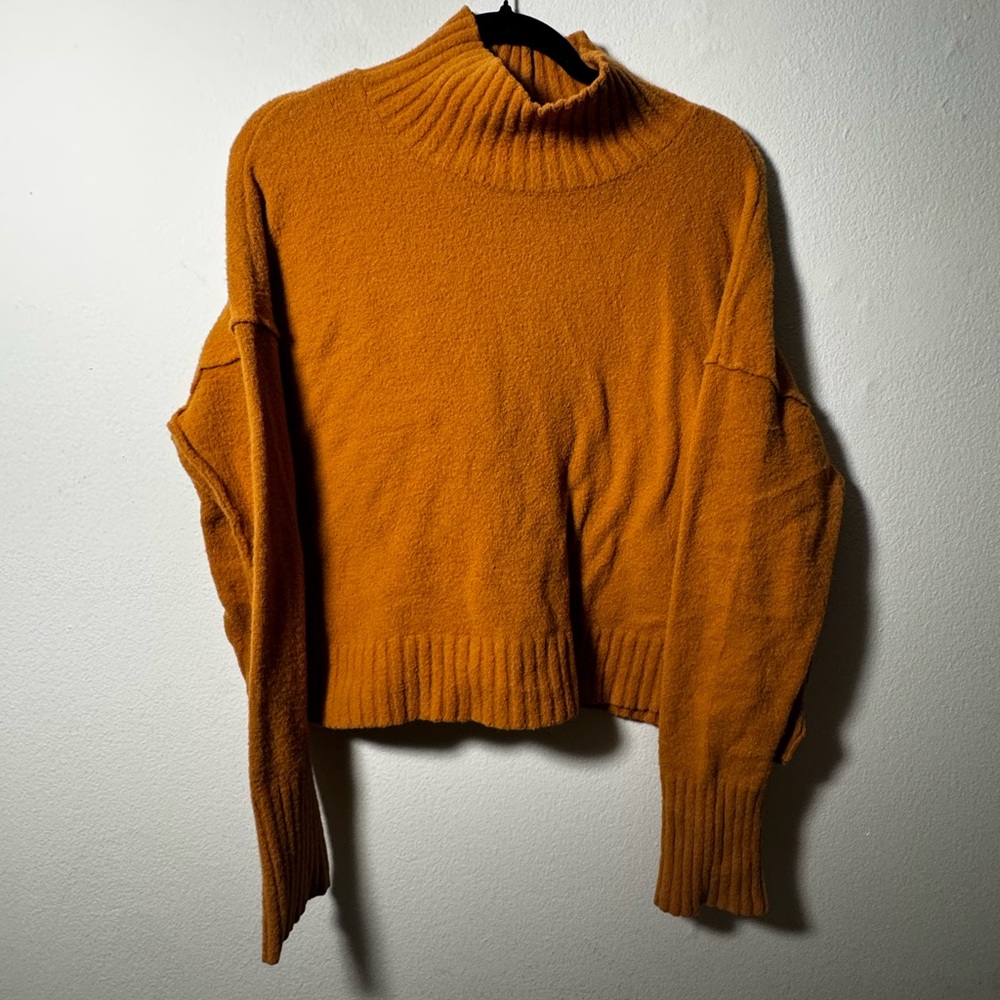 Free People Burnt Orange Cowl Neck Sweater